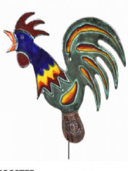 Garden Art with Stake Rooster
